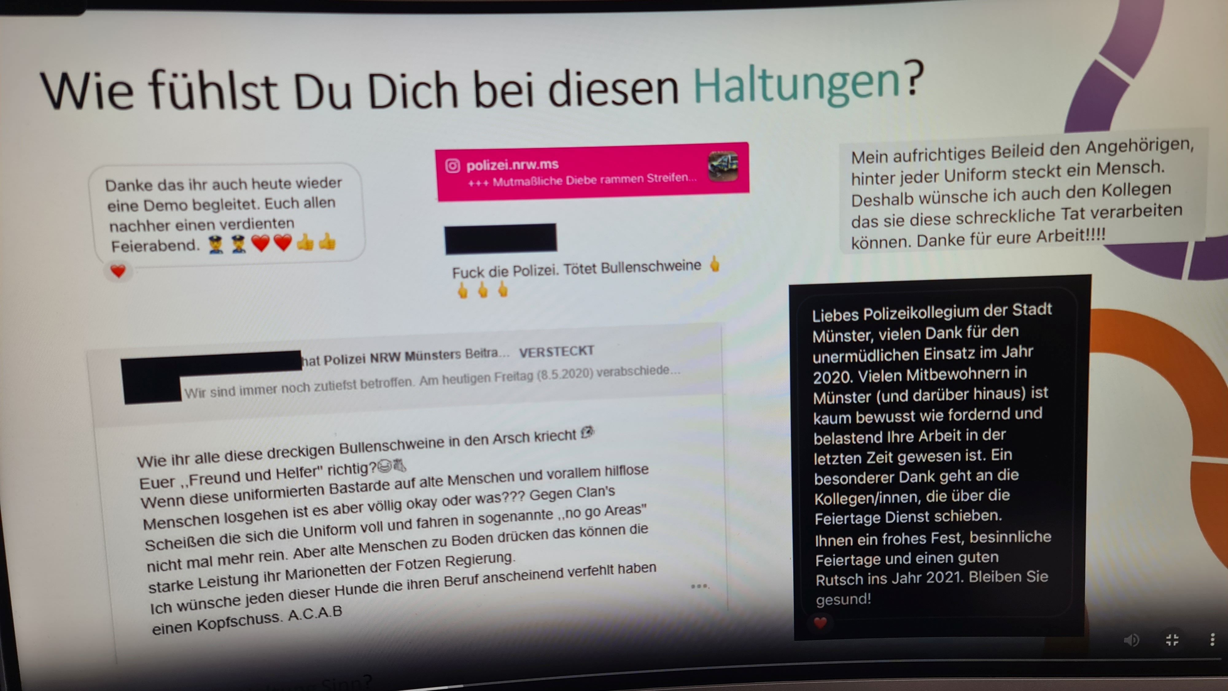 Ein Screenshot aus dem Video der Polizei Münster: "Was beeinflusst Deine Haltung?"